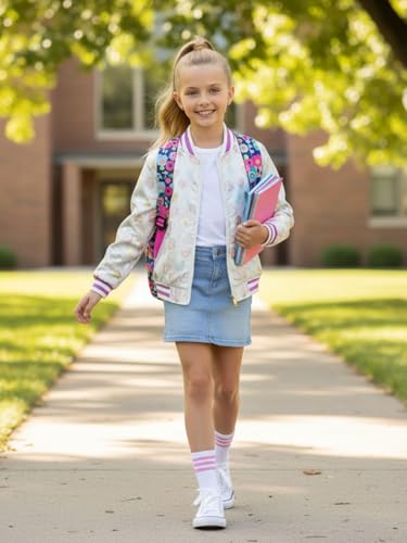Girls Lightweight Bomber Jacket – Zip-Up Style with Pockets for Kids3
