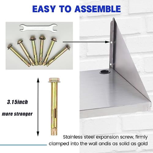 stainless steel microwave shelf 1834x2434 200 lb heavy duty metal appliance wall mount floating shelving commercial microwave rack for kitchen restaurant and hotel