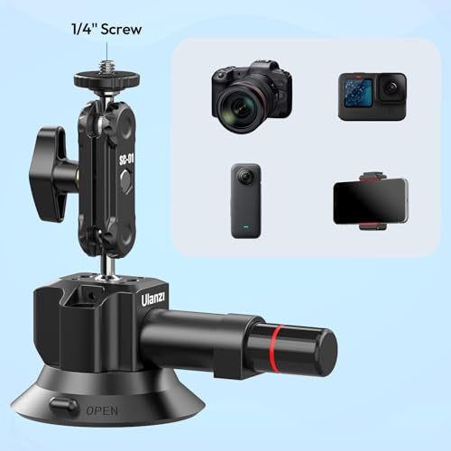 Image of Suction Cup Mount for Gopro iPhone - ULANZI SC-01 3in Pump-actived Vacuum Suction Mount Magic Arm Phone Holder Action Cam Adapter Car Boats Windshield Window Mount for Gopro Hero insta360 DJI Action