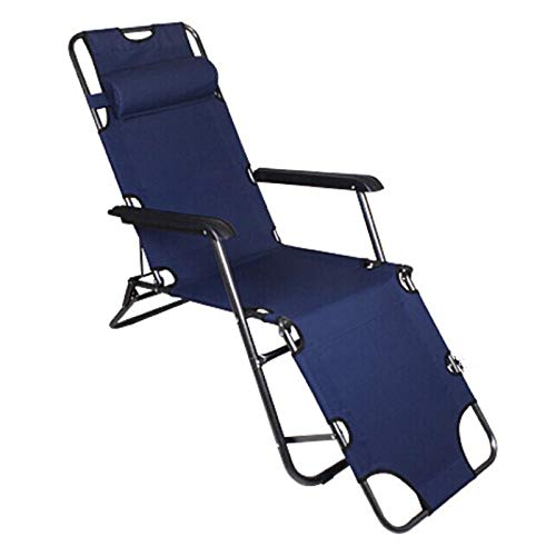 Chaise Longue Pliante d'été Bleue pour Jardin et Camping - Transat Léger