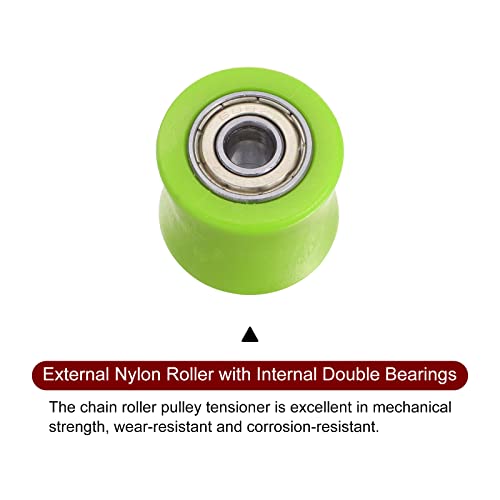 sourcing map Kettenrolle Riemen Scheibe Spanner 8mm Nylon Konkave Art Führung Radschieber für Mini Motorrad Dirt Fahrrad Atv Go-Kart Schiebetür Bewässerungsausrüstung Grün