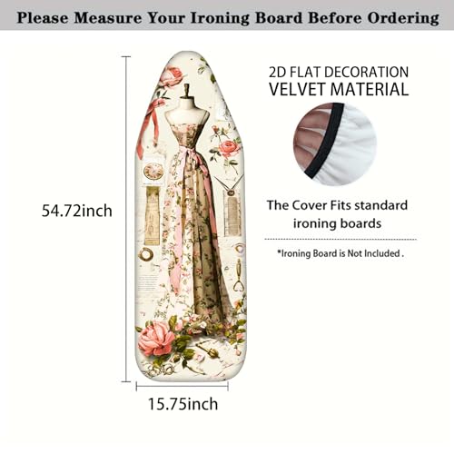 Image of Nuxovilar Floral Dress Form Ironing Board Cover 15x54 Polyester | Iron Pad Scorch Guard laundry helper protective board shield home laundry room craft studio (Dress Form)