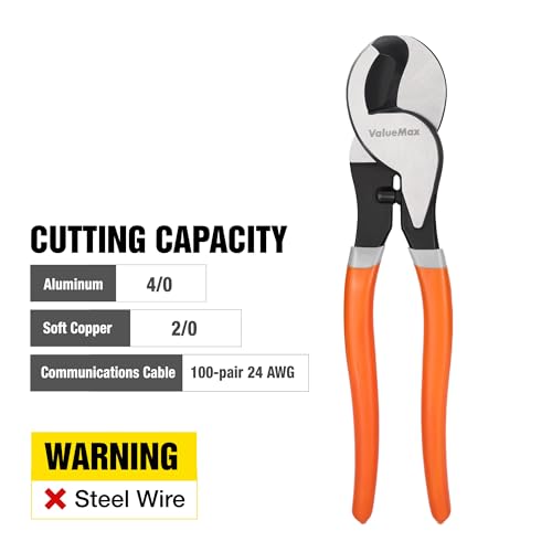 Image of ValueMax 10-Inch Heavy-Duty Cable Cutter for Aluminum, Copper Battery Cables and Communication Wires