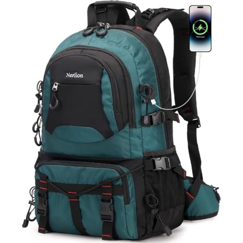 Mochila 40L Impermeável Reforçada Unissex para Trekking, Camping e Viagem ao Ar Livre (Verde Escuro)