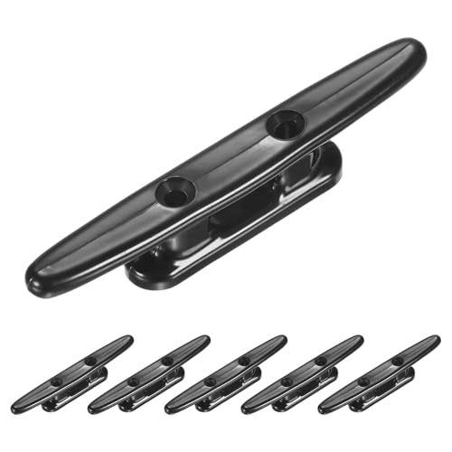 TIXIPEM 4 in Boat Dock Cleats [6PCS] - Rustproof Nylon Boat Cleats Tie Down Use for Piers & Docks & Kayaks & Sailboats & Marine [Black, 32mm Hole Centers] Kayak Rope Tie Nautical Decor