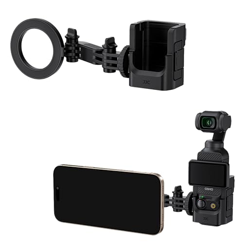 Image of JJC Expansion Adapter & Magnetic Phone Holder for DJI Pocket 4 /3 Xtra Muse | with Cold Shoe and Magsafe Bracket for iPhone 17 16 15 14, Osmo Pocket4 Pocket3 Phone Vlog Accessories on Tripod