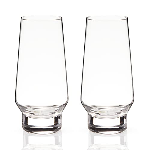 Viski Weighted Stemless Champagne Footed Base-Modern Crystal Flute Glasses-9.5 Oz Set Of 2, Set Of 1, Clear #TOP5