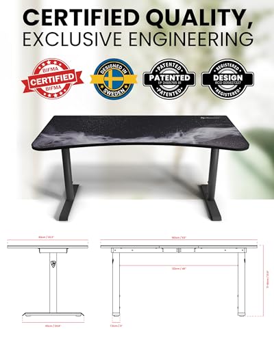 Image of Arozzi Arena Special Edition Ultrawide Curved Gaming and Office Desk with Full Surface Water Resistant Desk Mat Custom Monitor Mount Cable Management Cut Outs - Gunmetal Galaxy