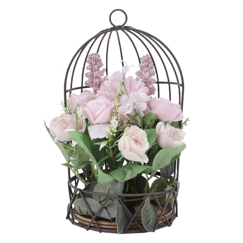 Brrnoo Vogelkäfig, Dekorativer Blumentopfhalter, Vogelkäfig, Blumentopf, Metall- Pflanzgefäß mit Glatter Oberfläche für Hochzeit, Festival, Zuhause, Restaurant- Dekoration (5- zackige Rose L