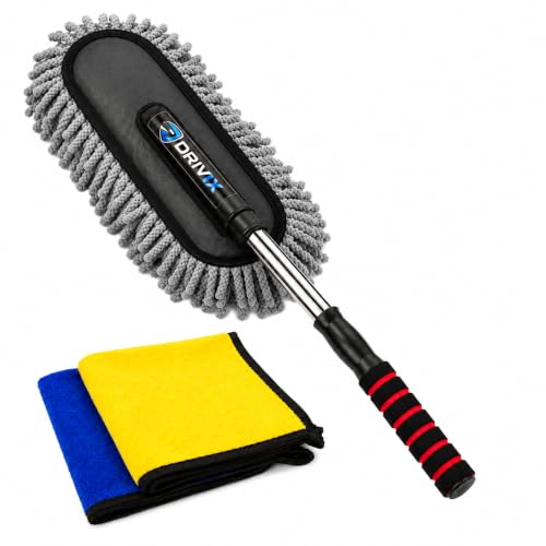 Image of Car Cleaning Combo Kit, Microfiber Duster + 500 GSM Cloth Pack of 2