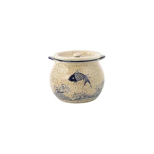 Tloszu 陶器調味料缶シリーズ 和風スタイル 高温焼成 下絵付手描き スプーン位置設計・防塵蓋付き 環境に優れ耐久性