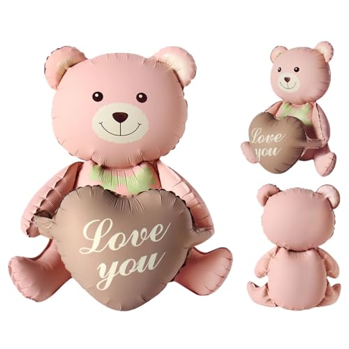 Image of Rozi Decoration Pink Teddy Bear Love You Foil Balloon for Valentines Day Decoration Gift | Happy Anniversary Decoration | Teddy Bear Balloon Decoration Pack of 1 Pcs
