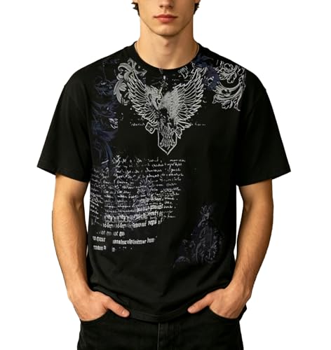 Men's Y2K Vintage T-Shirt Gothic Cross Graphic Print T-Shirt Round