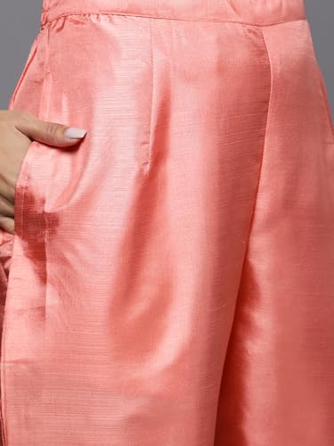 Image of INDO ERA Women's Embroidered Silk Blend Calf Length Straight Kurta Trouser With Dupatta Set (Kh9Ph7570)