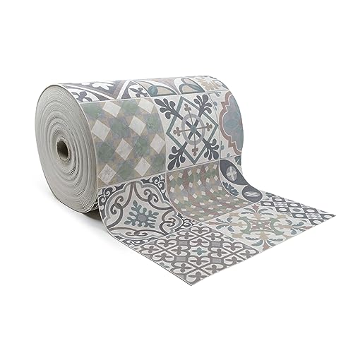 Giuri Tessuti - PASSATOIA per Cucina in Vinile - Tappeto Runner Antiscivolo e Lavabile in PVC - Largo 50 cm (240 CM, AUTUMN TILES)