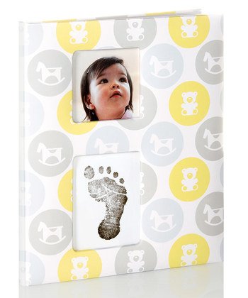 Pearhead Babybook Records and Moments with Footprint - Gray & Yellow Rocking Horse