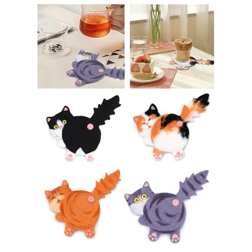 Kit feutrage aiguille pour dessous-de-verre chats DIY