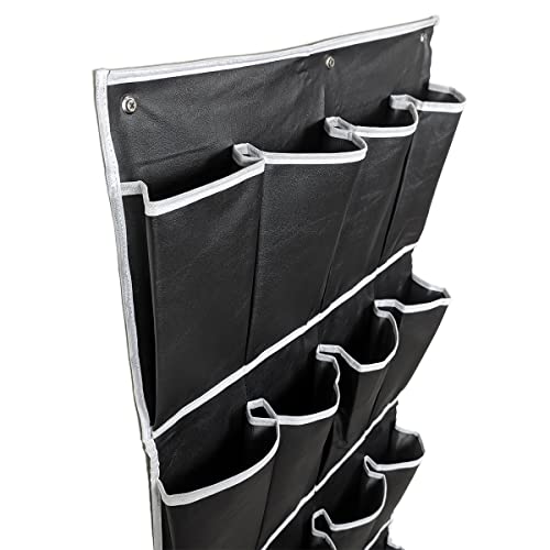 Sapateira de porta de entrada pendurar vertical 16 bolsos Lavável (Preto)