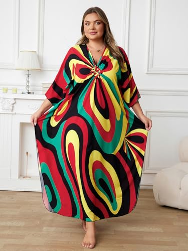 Image of Kaftan Dress for Women - Plus Size Caftan Maxi Beach Dress Moo Moos Loungewear, Swimsuit Cover Up for Beach, Pool or Vacation