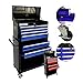 Arebos Carro de Taller 9 Compartimentos | Recubrimiento Antideslizante | Fijación de la Caja móvil y extraíble | Central se Puede Cerrar | rodamiento de Bolas | Freno de estacionamiento | Azul-Negro