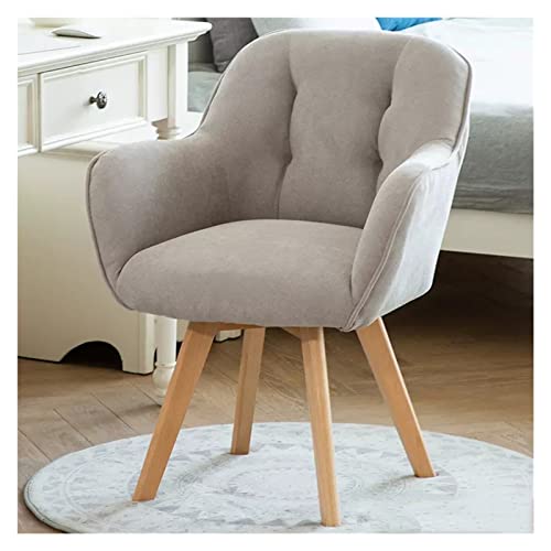 Sillón giratorio compacto de terciopelo gris con patas de madera resistentes, muebles elegantes que ahorran espacio para salas de estar, oficinas y dormitorios pequeños