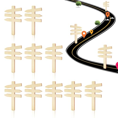 SHENGYIG 10 Pezzi Segnaletica Freccia in Minato - Cartelli in Legno Miniatori Personalizzabili, Disegnabili e Scrivibili - Per Giardino Fatato, Diorami e Scenari -Idee Regalo Fai Da Te per Decorazioni