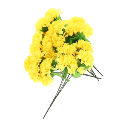 FUTUREORYY Crisantemi Artificiali per Cimitero Bouquet Gialli Resistenti e Realistici Decorazione per Memoriali e Commemorazioni Fiori Artificiali per e Loculi