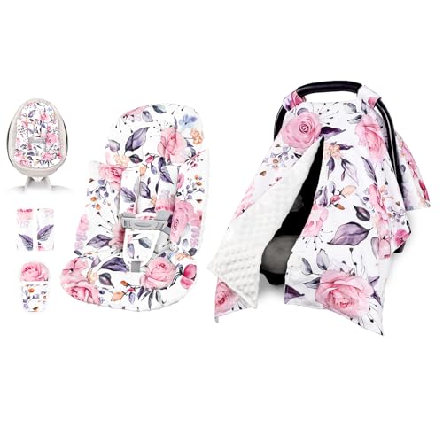 Cojín y funda para asiento de auto bebé 3 en 1 Pea Pod rosa miniatura 1