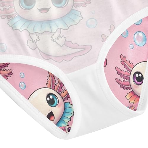 Toddler Girl Panties, Cute Cartoon Axolotls Pink Girls Cotton Underwear, 2–8 Years4