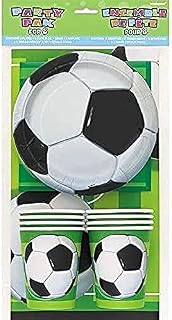 Unique Party 27307 3D Soccer Ball Cups and Plates | 16 Pcs