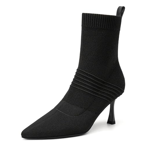COSY Women's Pointed Toe Ankle Boots Inch Kitten Heel Dressy
