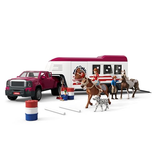 Schleich Horse Club - 119 PC Lakeside Truck and Trailer Playset With 2 Horse Figurines, 2 Poseable Rider Figures and Accessories - Interactive Play for Girls and Boys - Toys for Kids Ages 5+ | 42705