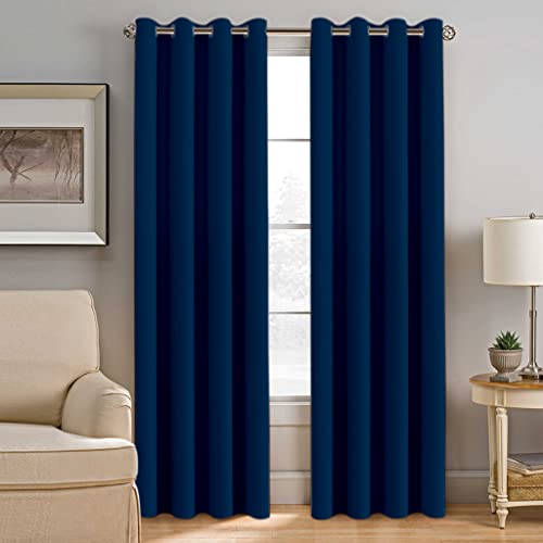 VED Thermal Insulated Blackout Curtains 66 x 72 Inch (2 Panels) (Navy Blue), W 66.1" x L 72" (2 Panels)