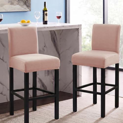 Image of FUANGUI Bar Stool Covers Set of 4, Waterproof Stretch Bar Stool Seat Covers | Washable Removable Bar Chair Covers with Backs Slipcovers, Bar Chair Covers Square for Kitchen Dining Room Cafe