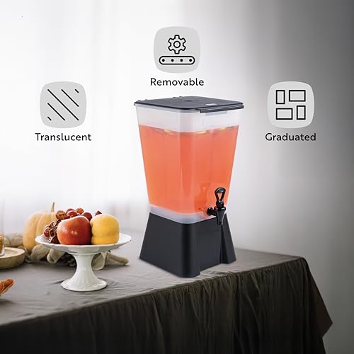 Image of Restaurantware Bev Tek 5 Gallon Drink Dispenser 1 Dishwashable Beverage Dispenser--Detachable Tank Includes Decals Black Plastic Carnival Juice Dispenser With Stand Push-Button Spigot