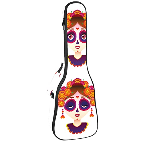 Sac pour ukulélé de dessin animé Calavera Sugar Skull mexicain pour ukulélé soprano ténor concert 58,4 cm 10 mm d… - Les Beatles, Paul McCartney, John Lennon, RIngo Starr, George Harrison Sac pour ukulélé de dessin animé Calavera Sugar Skull mexicain pour ukulélé soprano ténor concert 58,4 cm 10 mm d…