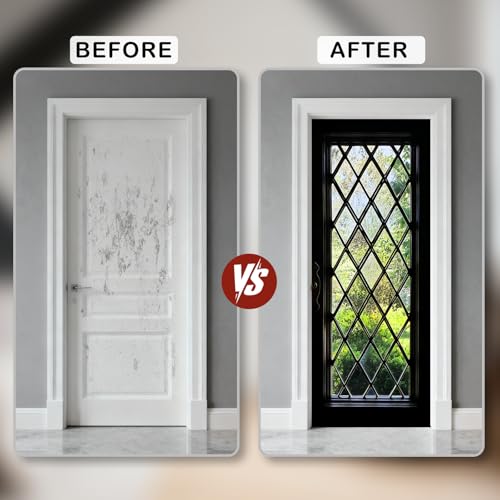 Image of Nuxovilar Diamond Lattice Door Stickers Peel Stick PVC 30.3x78.7 in