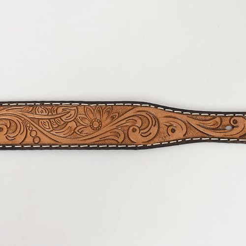 Hand Tooled Genuine Leather Hand Crafted Tan Unisex Western Belt Removable Buckle Full Grain Belt for Men Women3