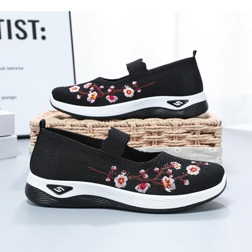 Orthopedic Shoes for Women,Women's Embroidered Flower Shoeses,Women's Woven Orthopedic Breathable Soft Shoes Arch Support,Nurse Shoeses Casual Walking Sneakers4