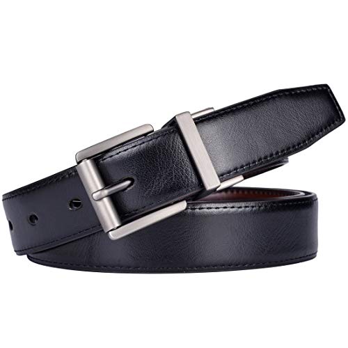 Image of Beltox Men's Belt Dress Casual Reversible Leather 1.1 inch w Roller Buckle Rotated