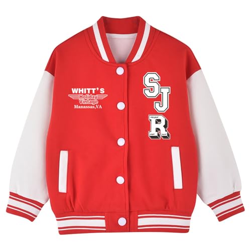 Chaqueta de Béisbol Infantil Abrigo Cálido Ligero Cómodo para Niños con Cremallera Diseño Casual (Red, 11-14 Years)