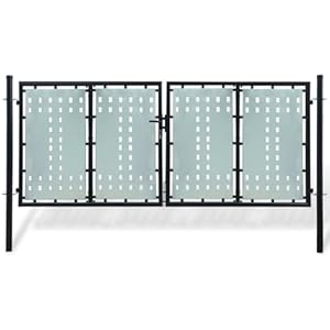 Lauuoeriau Doppelflügeltor Schwarz 300 x 175 cm