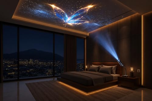 Image of Galaxy Projector Night Light with Ocean Whale Projection | LED Ceiling Projector Lamp with Multiple Light Modes | Rotating Sky Effect | USB Powered Ambient Lamp for Bedroom Kids