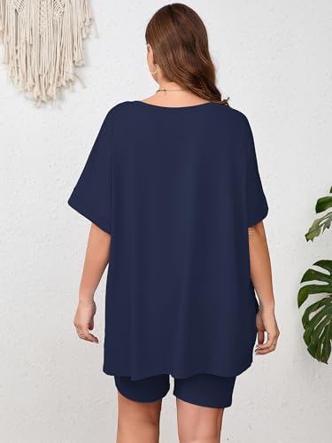 Image of AusLook Women's Plus Size 2 Piece Short Outfits Set Short Sleeve Tops and Shorts Pants Lounge Jogging outfits Matching Set
