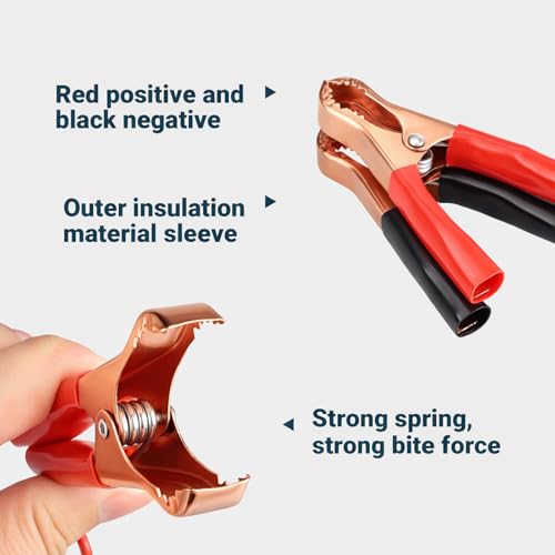 Image of 5Pair Alligator Clips Electrical, 50A 3.1inch Heavy Duty Insulated Pure Copper Charging Battery Clips Alligator Clamps, Spring Loaded Truck Car Electrical Battery Test Jumper Lead Probe
