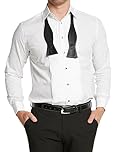 Double TWO – Men's Tuxedo Dress Shirt – Classic Fit – Cotton-Rich, Pleated Front, Easy-Care – Formal Double Cuff Evening Shirt White