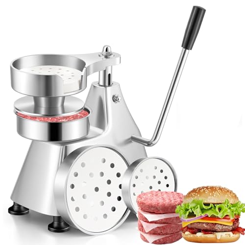 CTJ Commercial 3-in-1 Burger Patty Maker, 4/5/6 Inch Stainless Steel Heavy Duty Hamburger Press Meat Patty Maker Hamburger Forming Processor & 1200 Pcs Patty Papers for Restaurant & Home Use