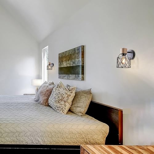 Lámpara de pared industrial retro con casquillo E26 para iluminación orientable de cama 3
