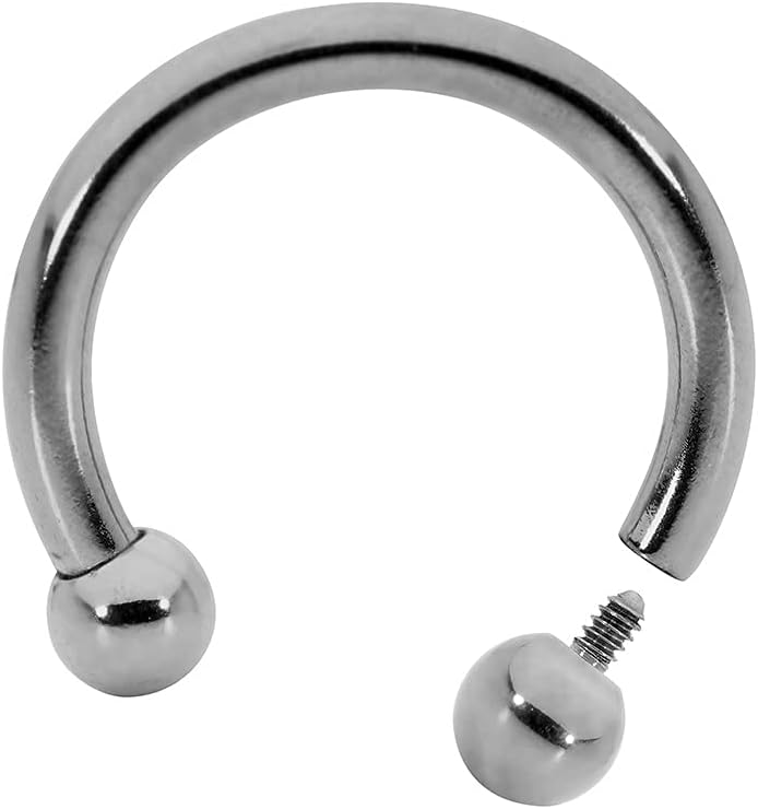 Titanium 16G 14G 12G 10G 6mm - 12mm Internally Threaded Circular Horseshoe Barbell Septum Lip Nose Nipple Ring Earring Body Piercing Jewellery
