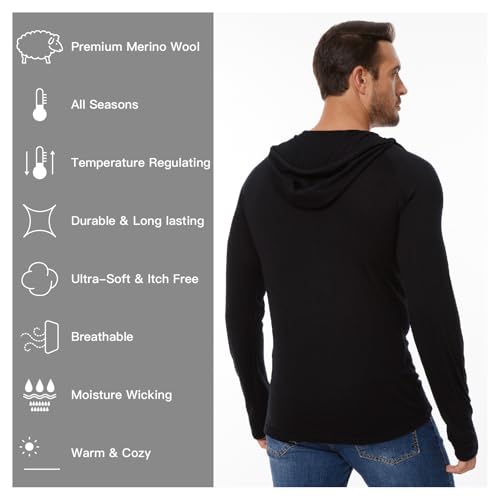 Merino Wool Hoodie Men Lightweight Merino Wool Base Layer Mens quarter zip hoodie sweatshirt2